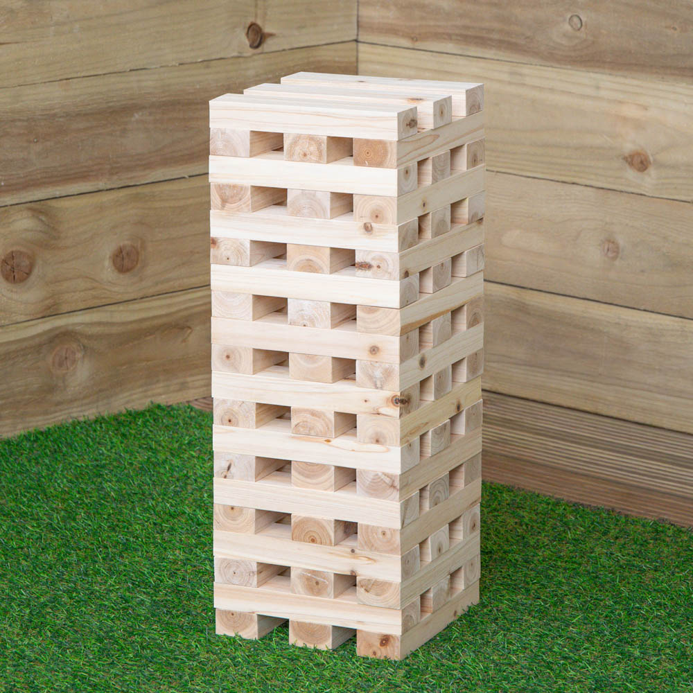 Kingfisher 60 Piece Giant Wooden Tumbling Blocks Tower Garden Game Image 2