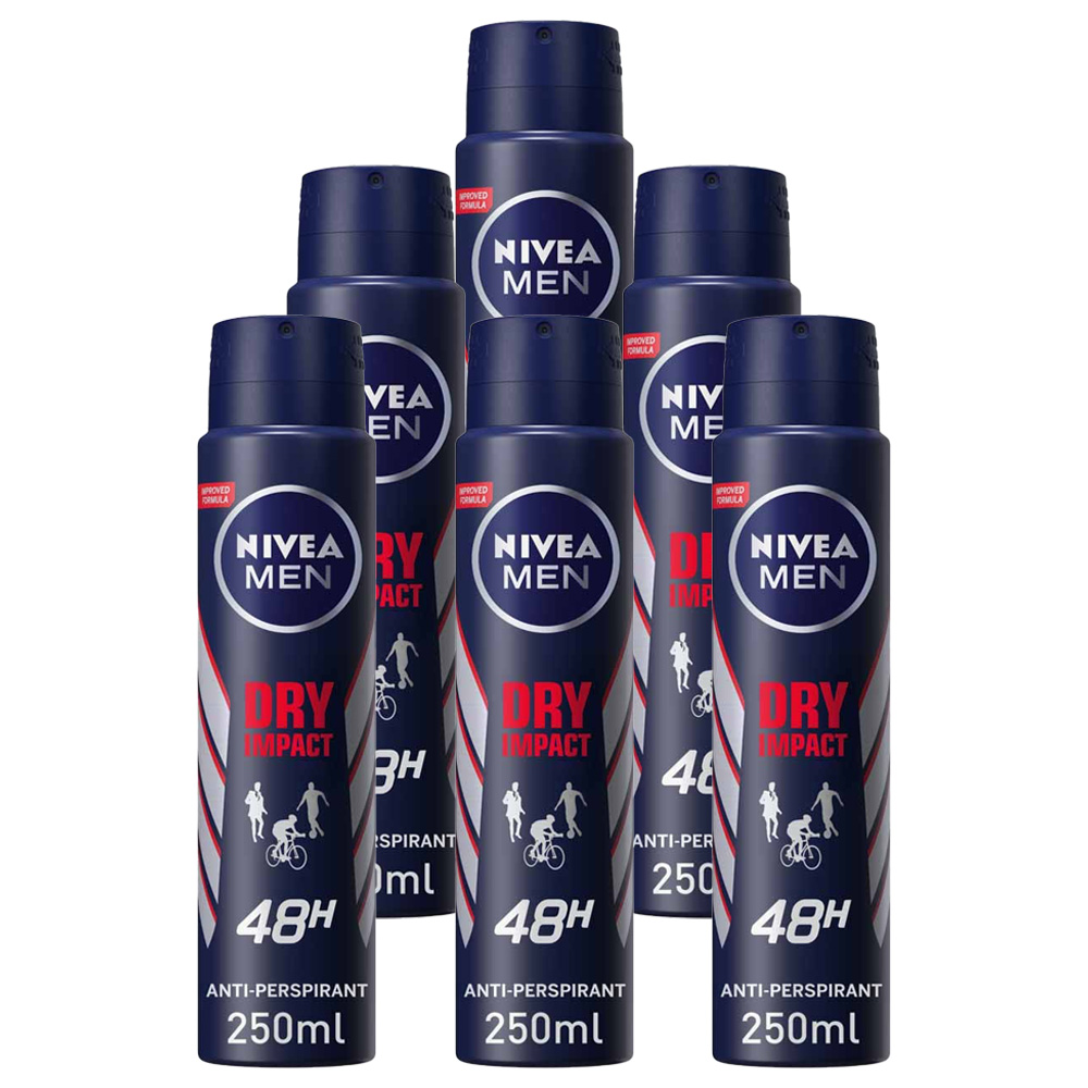 Nivea Men Dry Impact Anti Perspirant Deodorant Spray Case of 6 x 250ml Image 1