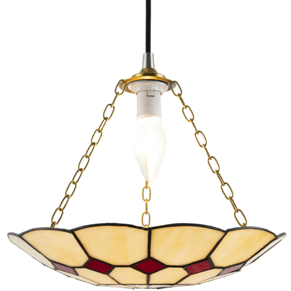 Happy Homewares Red Diamond Amber Stained Glass Pendant Lighting Shade Image 3
