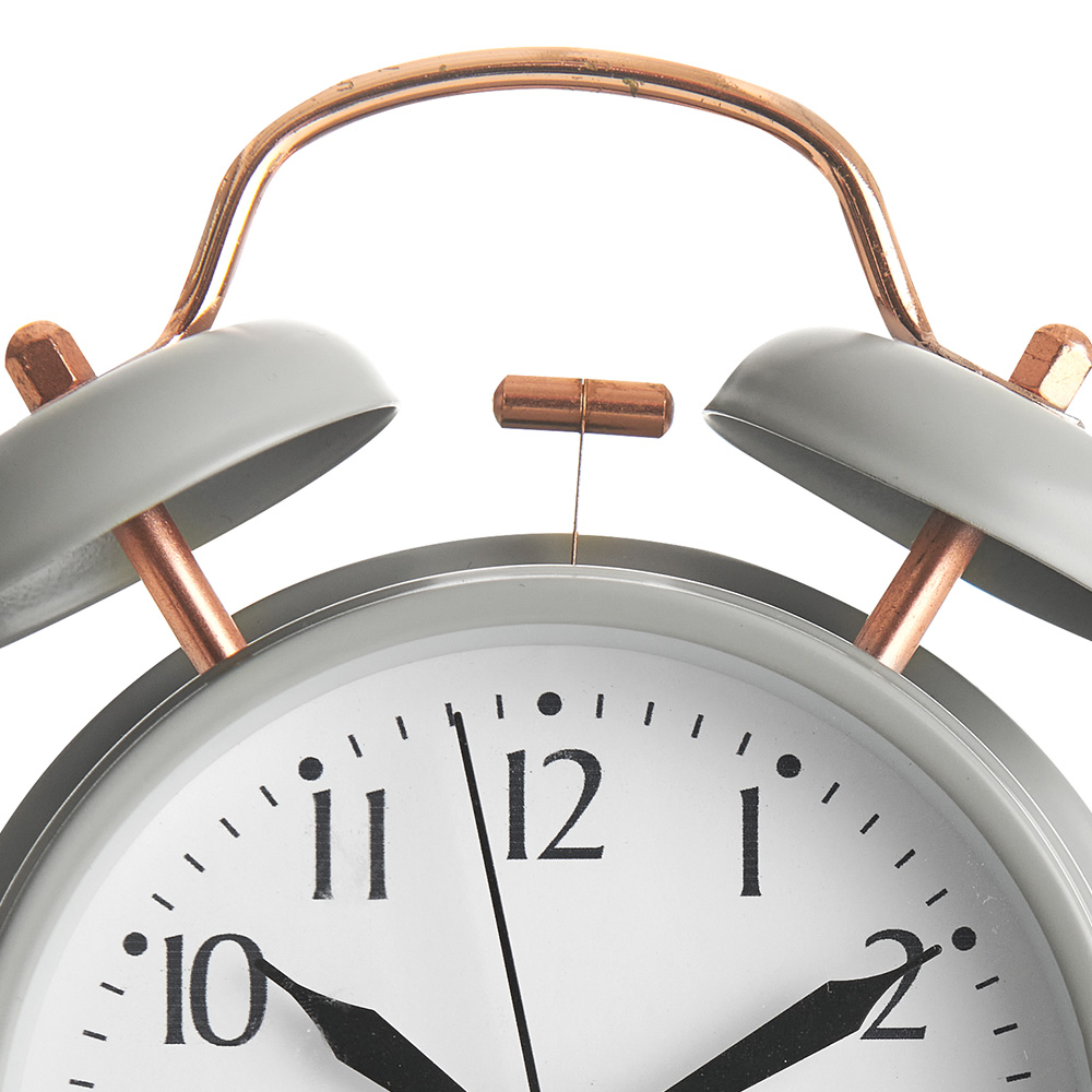 Wilko Grey Copper Alarm Clock Wilko