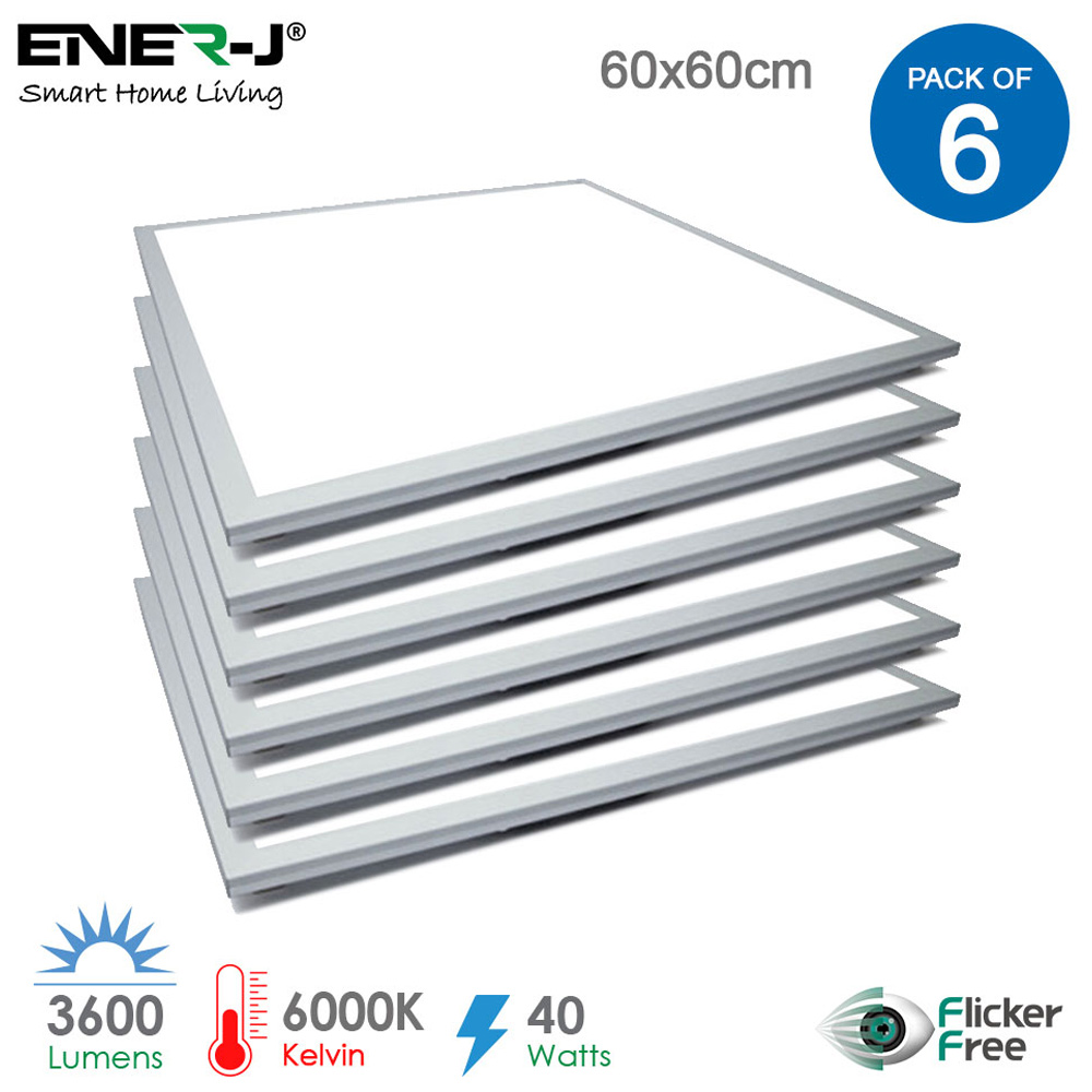 ENER-J 40W 6000k Recessed LED Panel 60 x 60cm 6 Pack Image 6