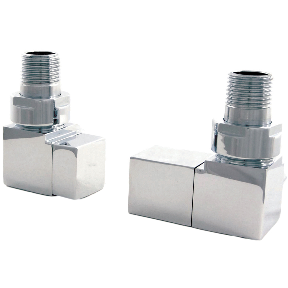 Towelrads Chrome Square Corner Valve and Lockshield 15mm x 1/2inch Image 1