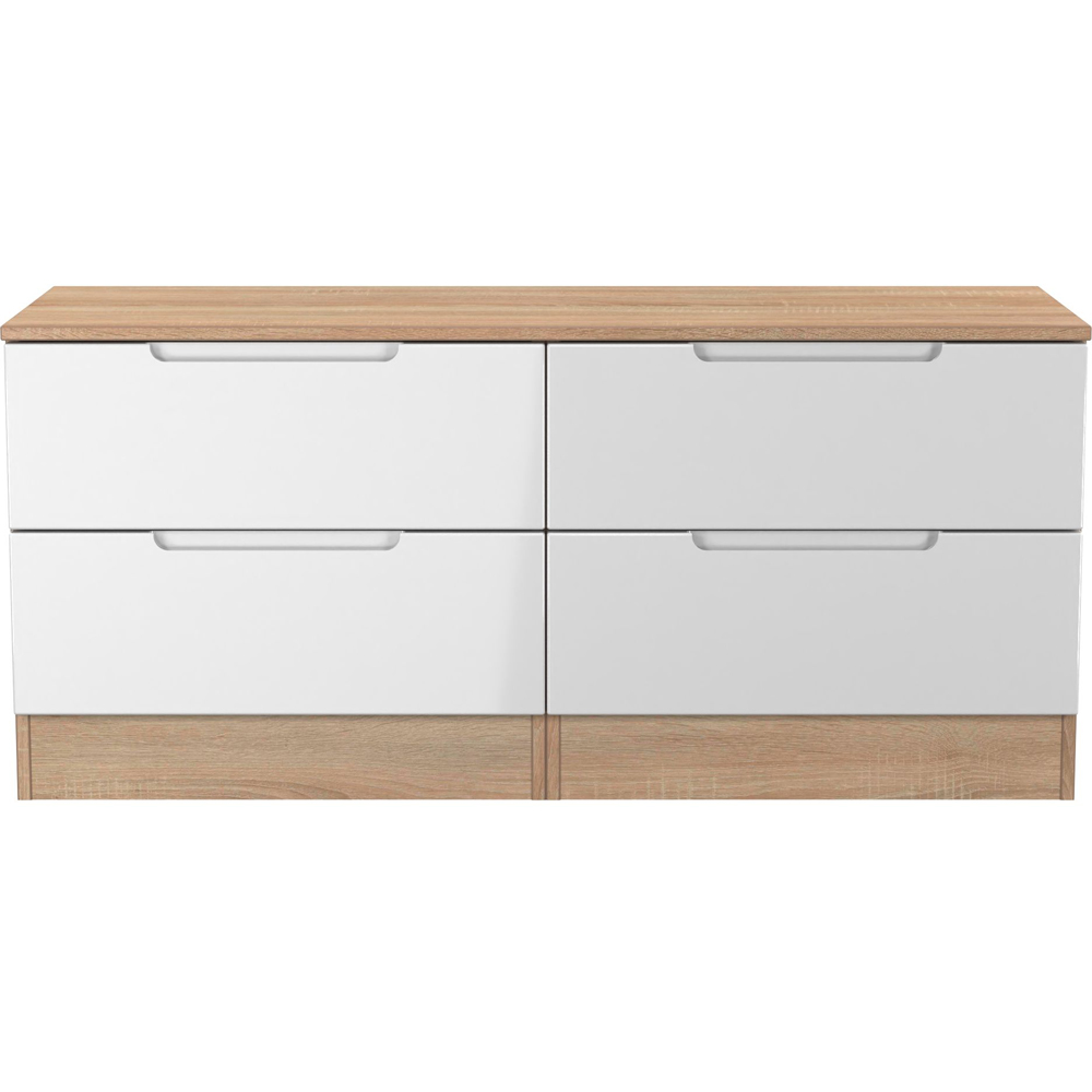 Crowndale Milan 4 Drawer White Gloss and Bardolino Oak Bed Box Ready Assembled Image 3