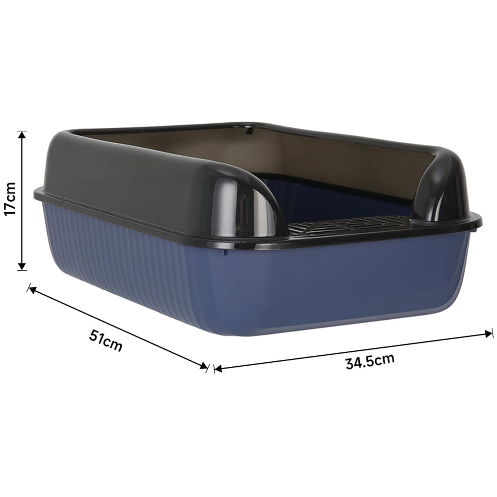 H&O Direct Large Open Plastic Anti Splash Blue Cat Litter Box Image 6