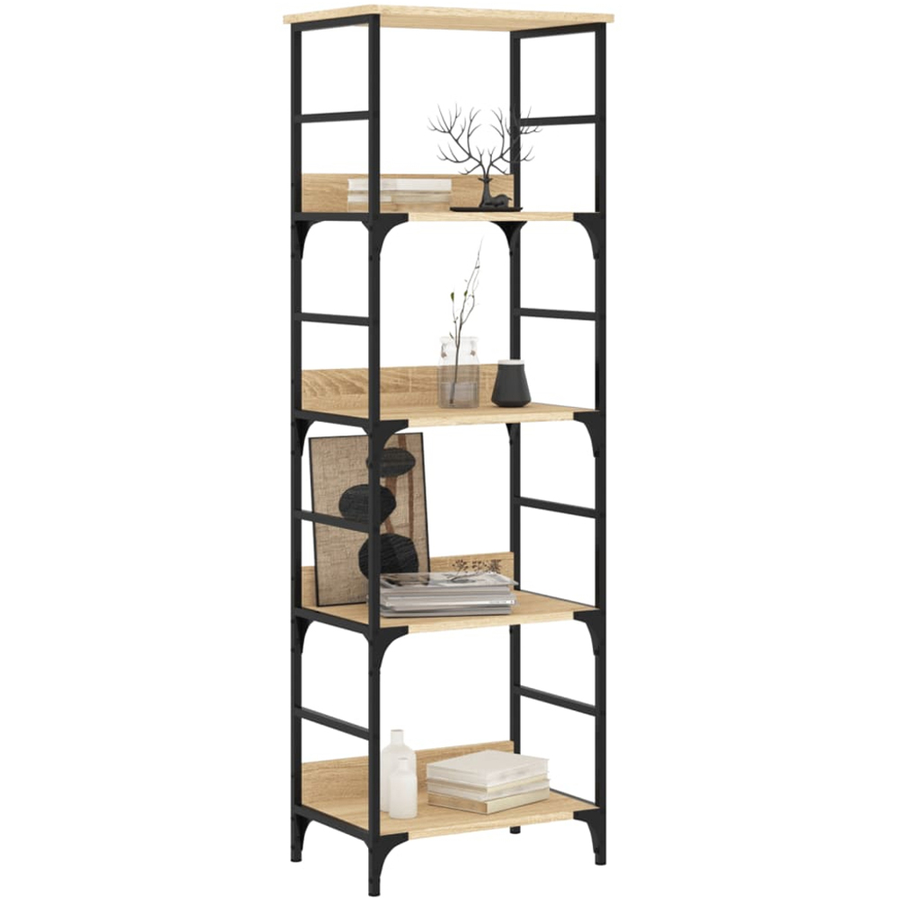 vidaXL 4 Open Shelf Sonoma Oak Bookshelf Image 3