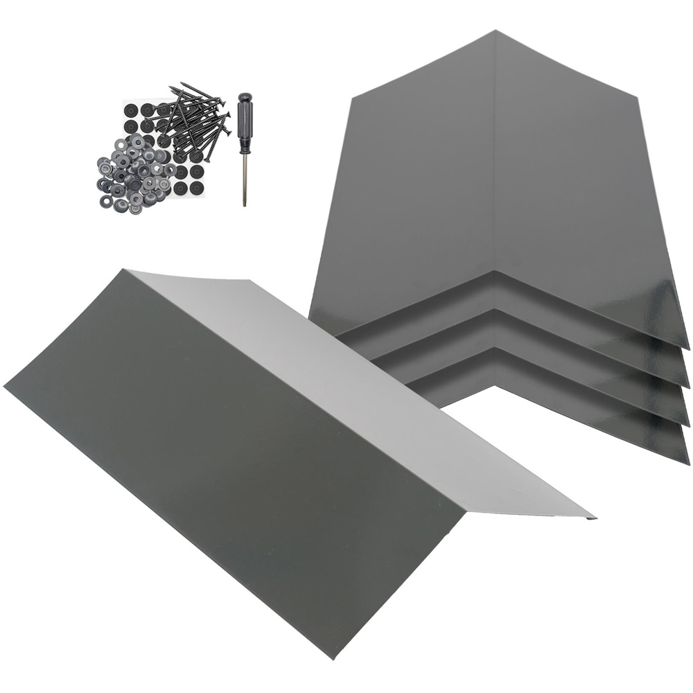 Harbour Housewares Anthracite Galvanised Steel Roofing Ridge Cap 30 x 60cm 5 Pack Image 3