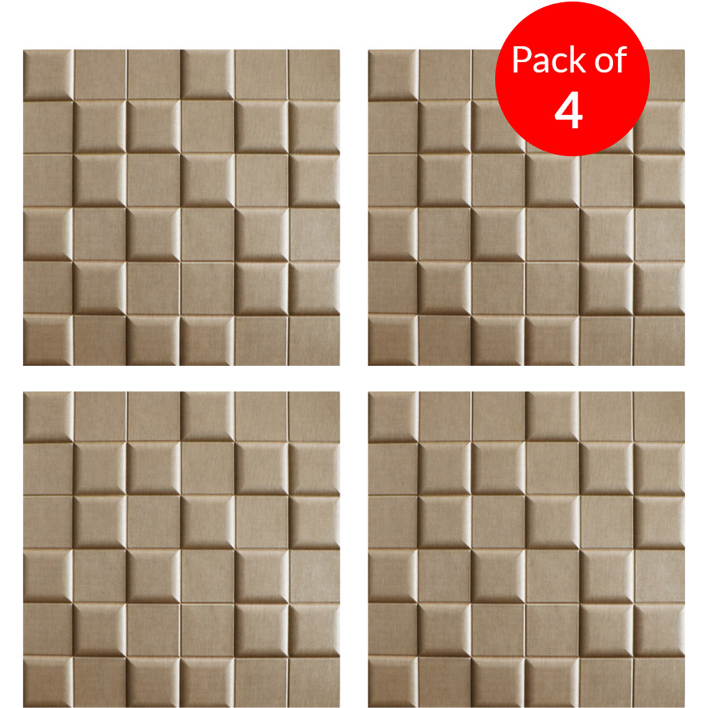 Britwall Cube Artistic Realm 3D PU Leather Wall Panel 600 x 600mm 4 Pack Image 2