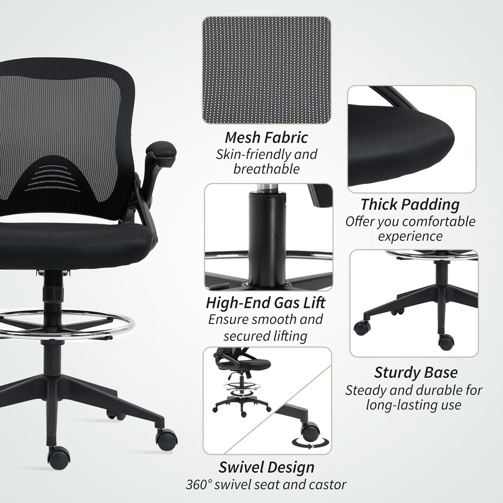Portland Black Height Adjustable Mesh Swivel Office Chair Image 7
