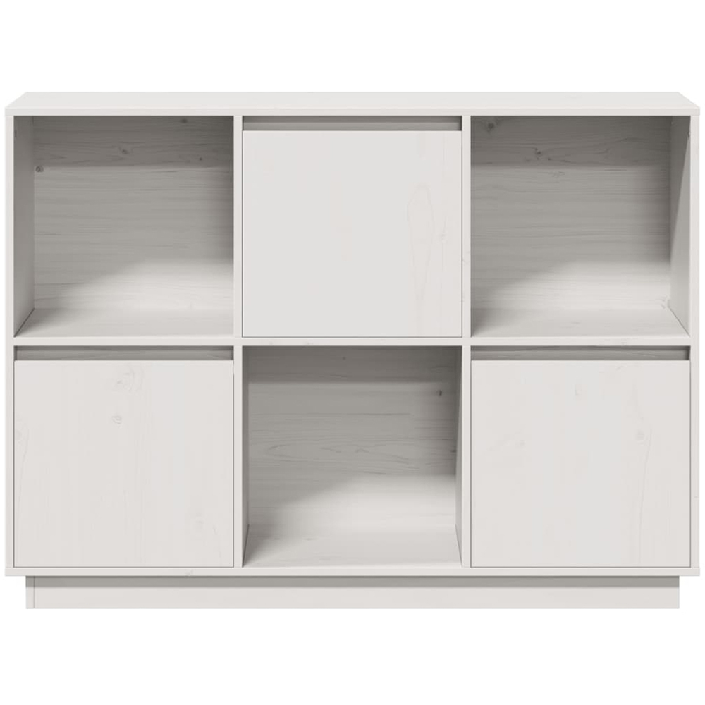 vidaXL 3 Door 3 Shelf White Solid Pine Wood Sideboard Image 6