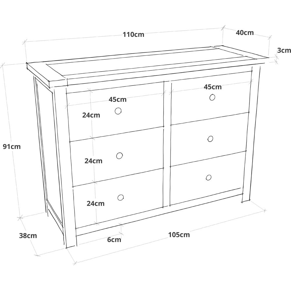 Cabinet Bits Maggiori 6 Drawer White Brass Knob Chest of Drawers Image 9