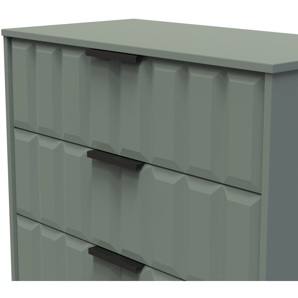 Crowndale New York 3 Drawer Reed Green Deep Chest of Drawers Ready Assembled Image 5