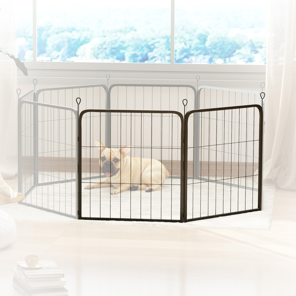 PawHut 2 Piece Black Small Dog Pen Extension Image 4