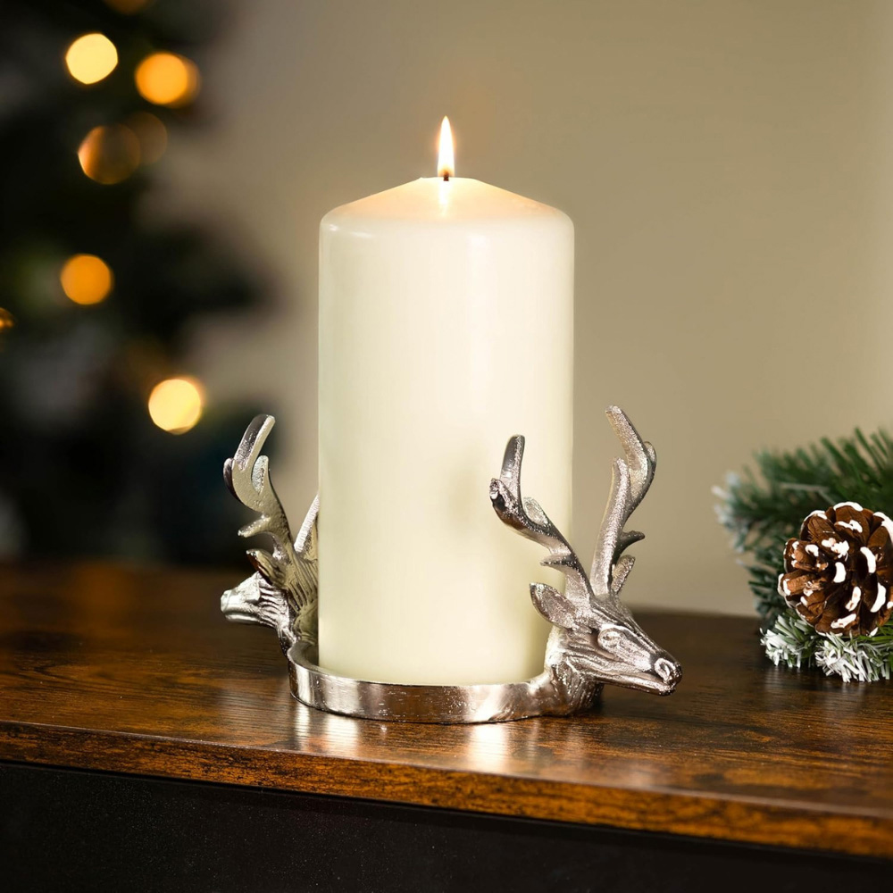 Marco Paul Silver Double Head Reindeer Candle Holder Image 5