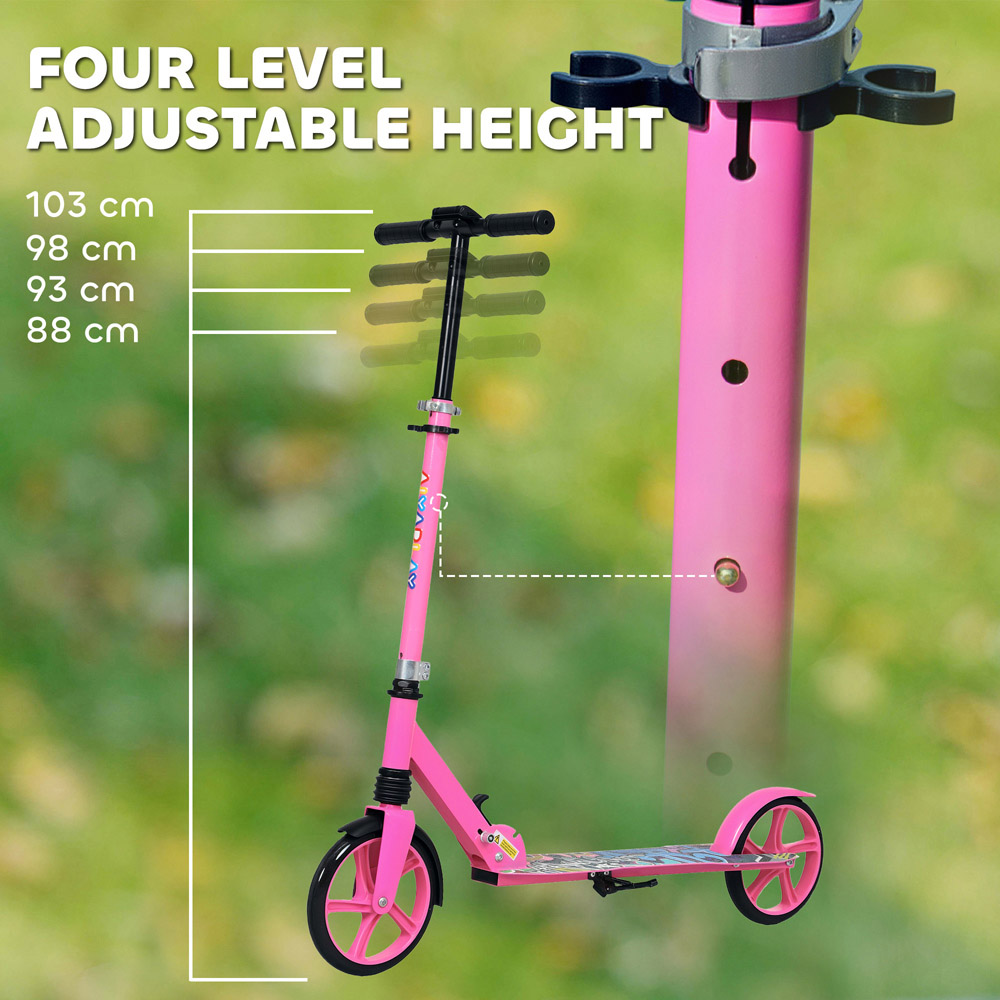 Tommy Toys AIYAPLAY Pink Adjustable Handlebar Foldable Kids Kick Scooter Image 8