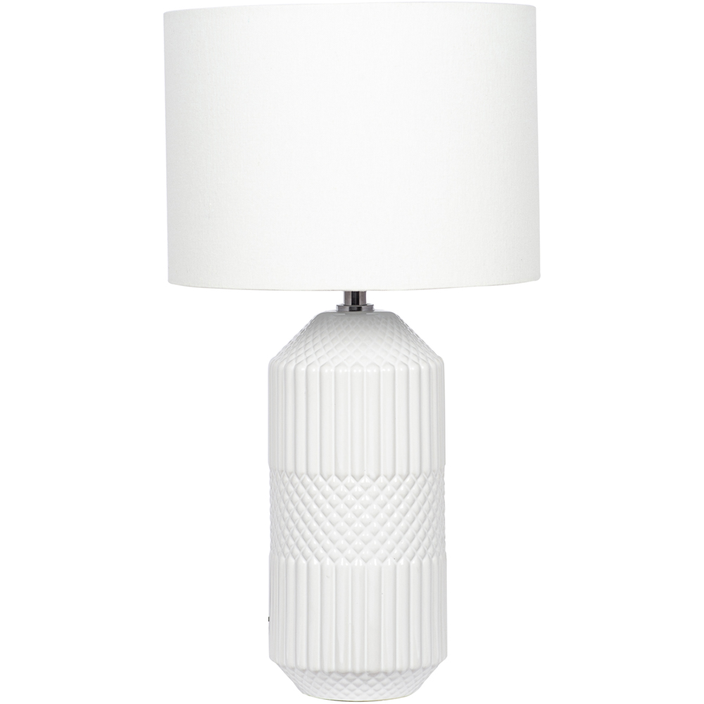 Pacific Lifestyle Meribel White Geo Textured Ceramic Tall Table Lamp Image 1