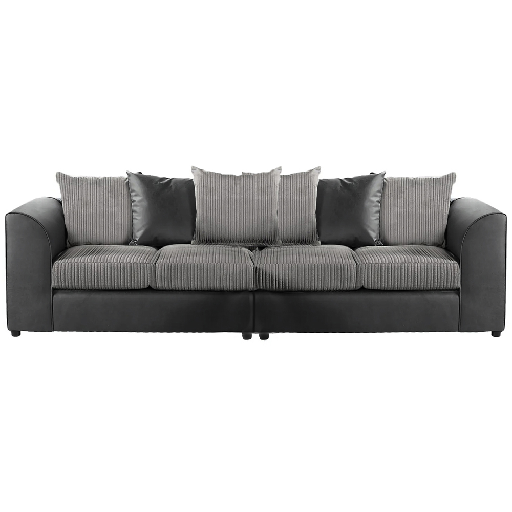 Luxor 4 Seater Black and Grey Jumbo Cord Scatter Back Sofa Image 2