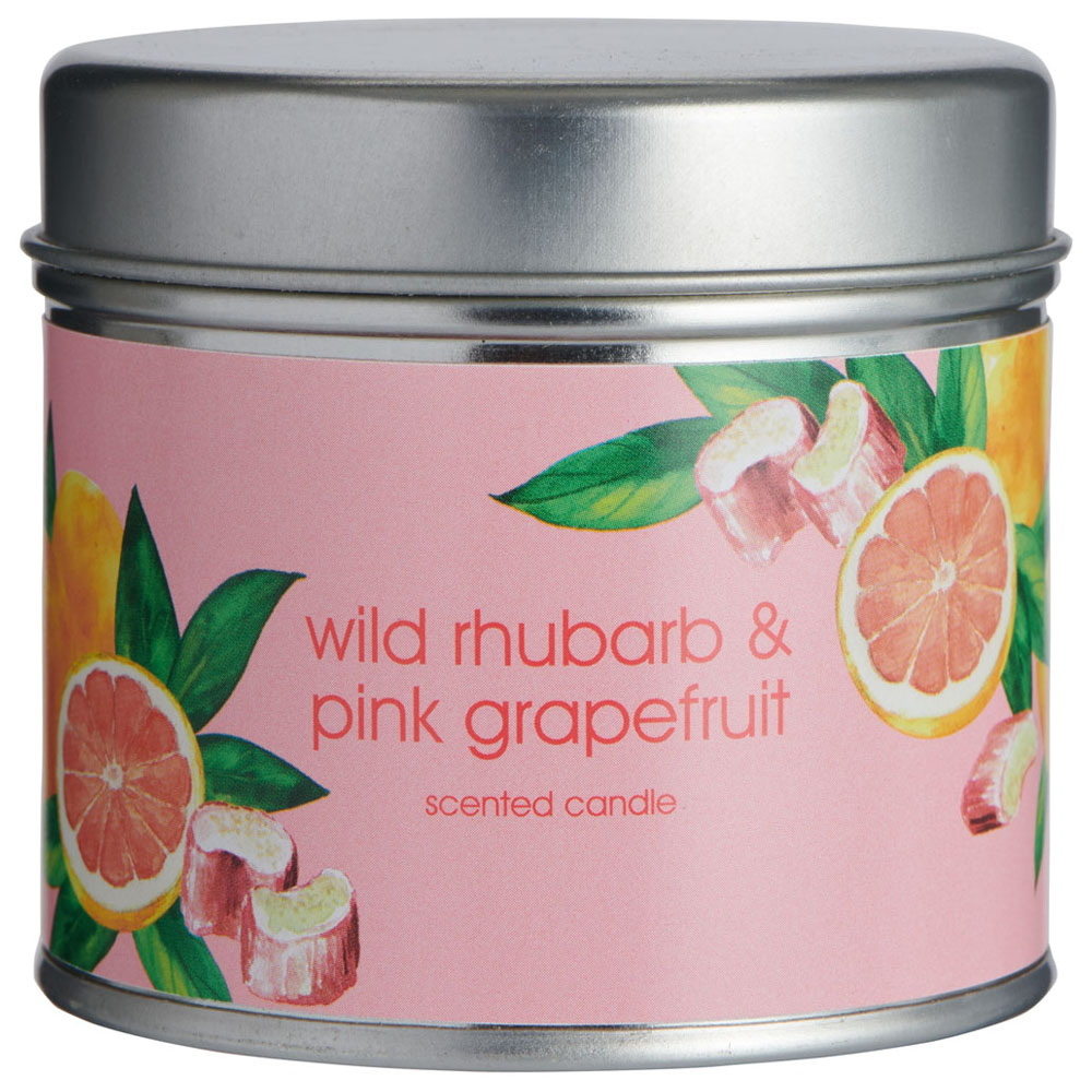Wilko Wild  Rhubarb & Pink Grapefruit Scented Tin Candle Image 1