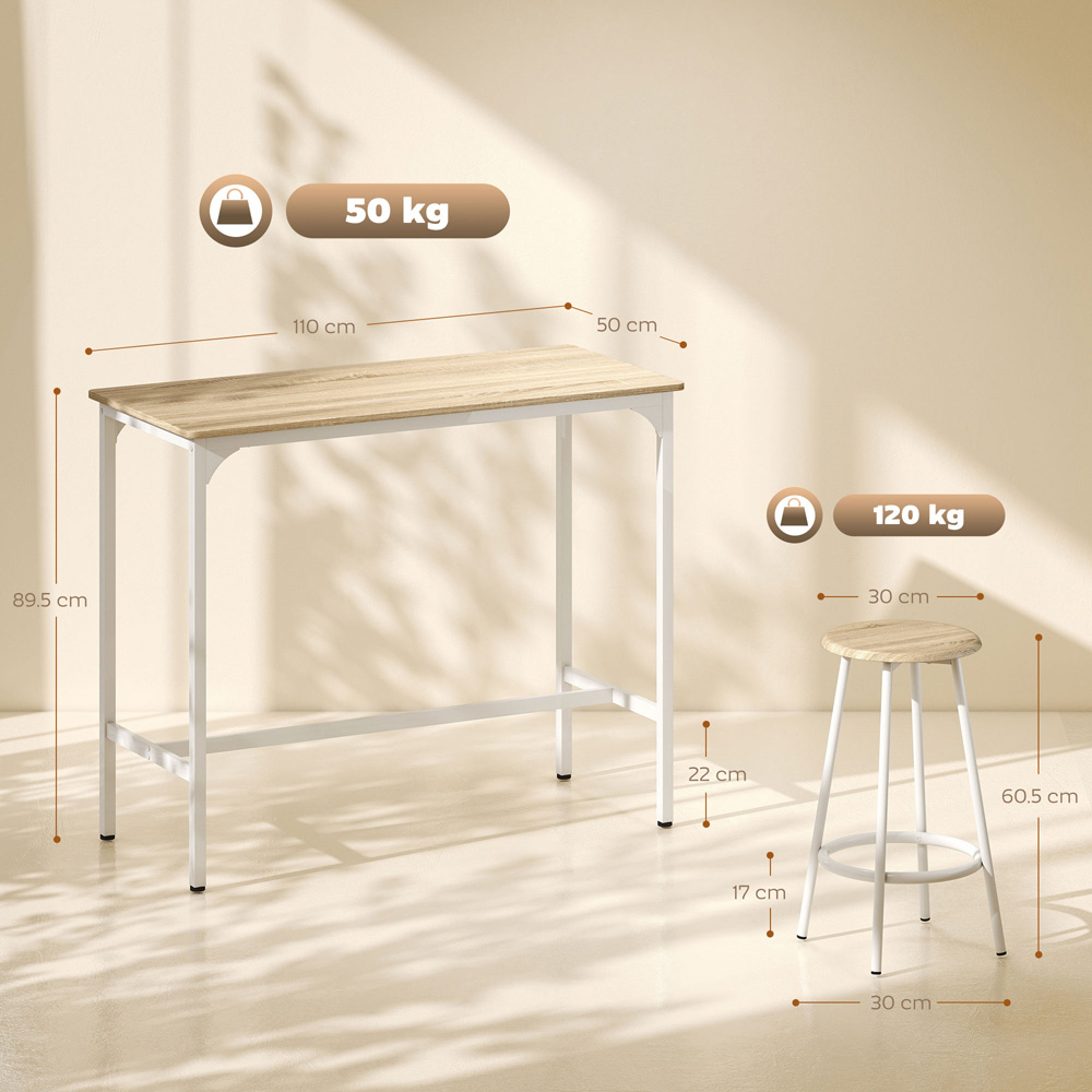 Portland 4 Seater Natural Wood Bar Table and Stool Set Image 8