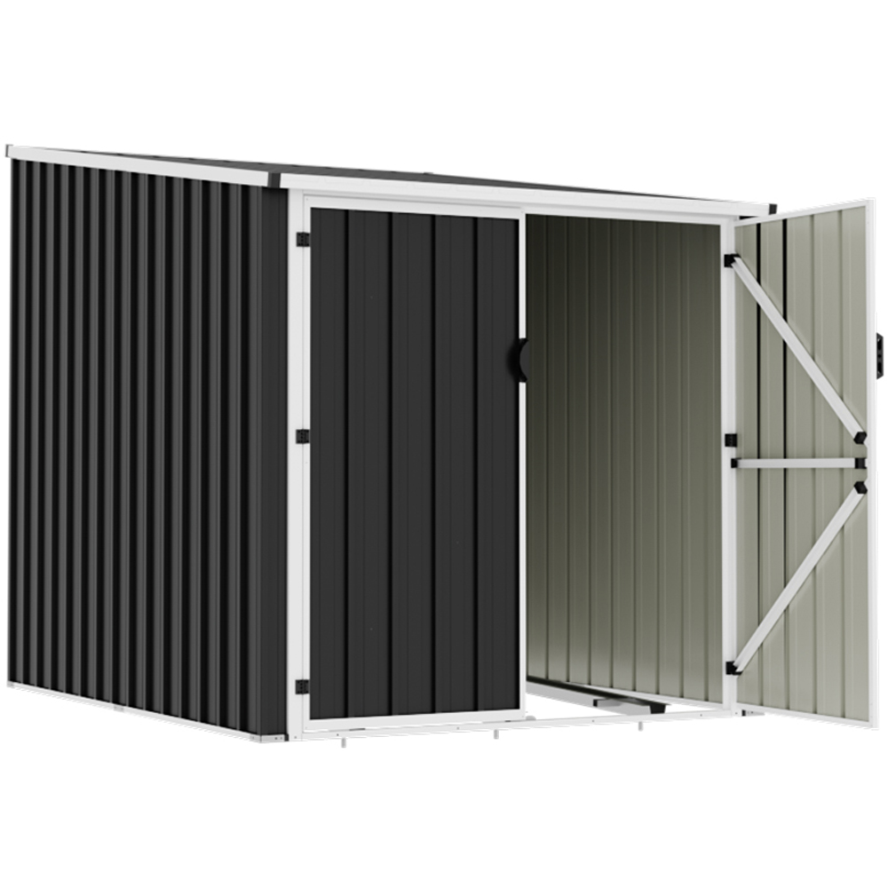 Living and Home 5 x 6ft Anthracite and White Slope Roof Bicycle Outdoor Storage Shed with 3 Tracks Image 4