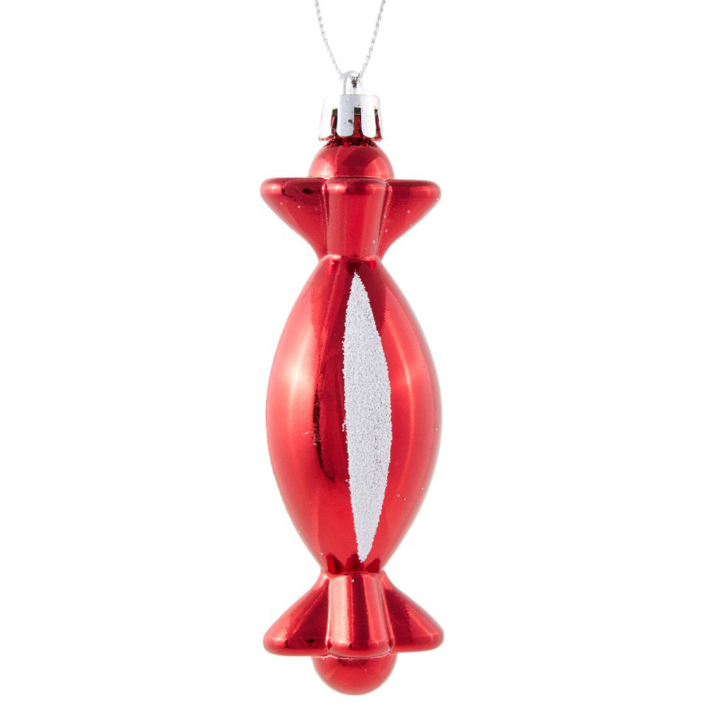 Pack of 6 Sweet Hanging Decorations Red and White Image 4