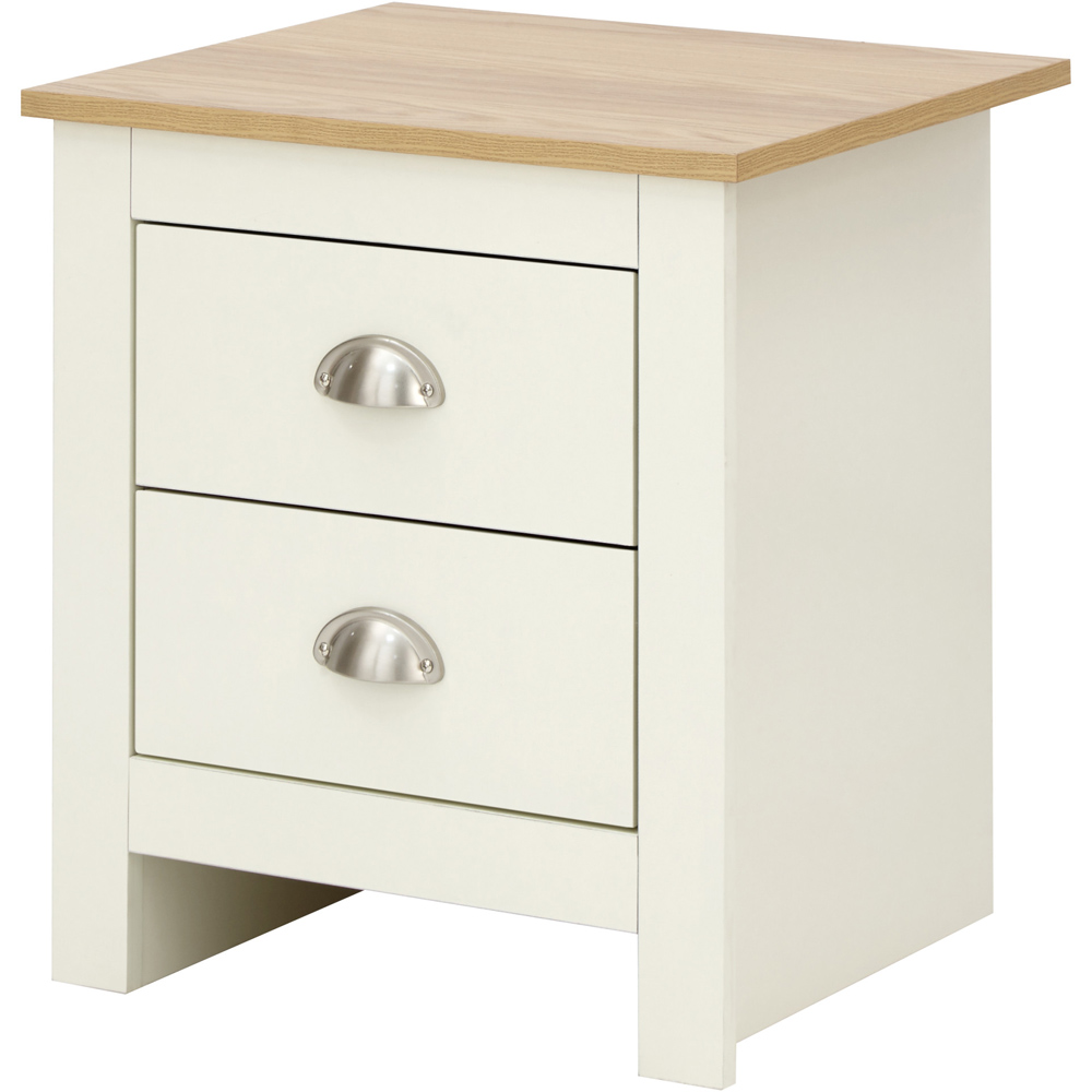 GFW Lancaster 2 Drawer Cream Bedside Table Image 2