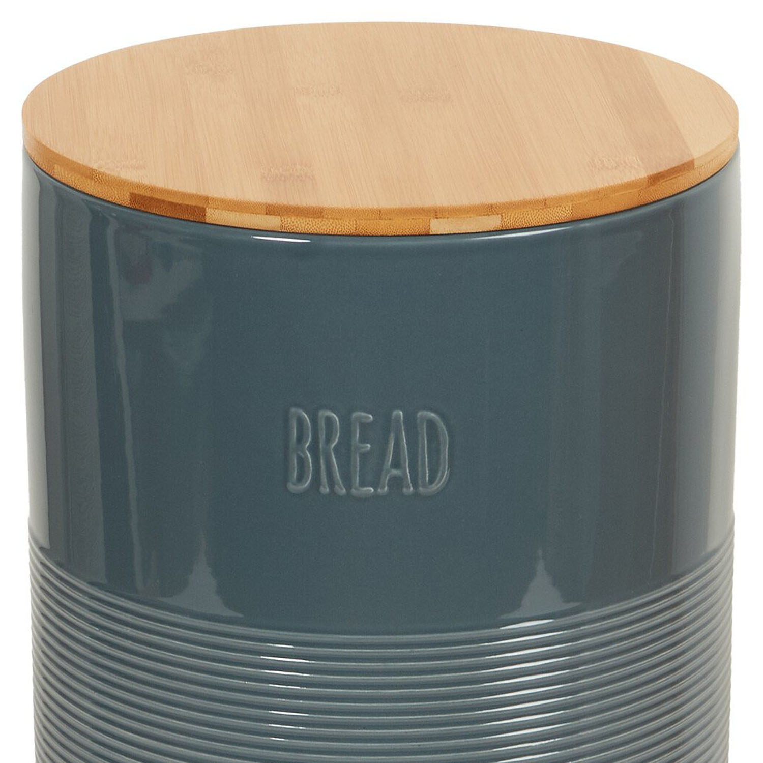 Embossed Ribbed Bread Canister - Slate Blue Image 5