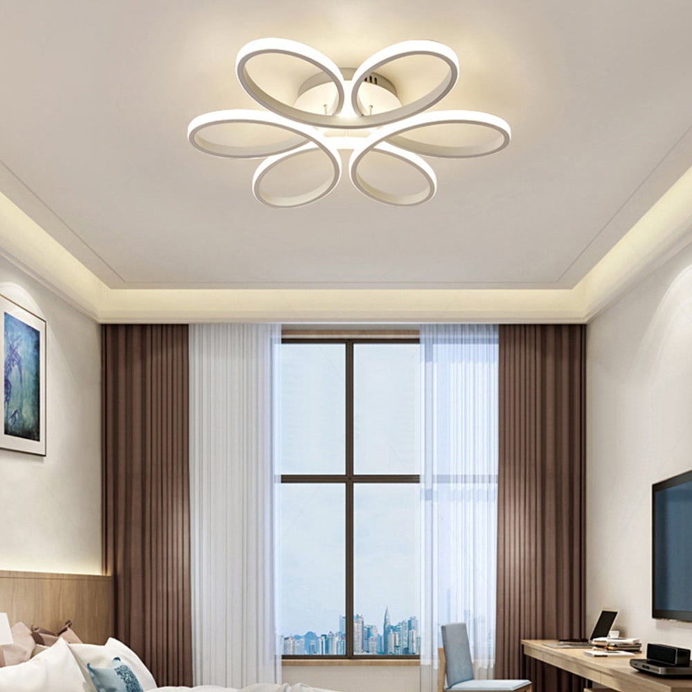 Living and Home 29 inch White 6 Light Petal Shaped LED Ceiling Light with Remote Image 7