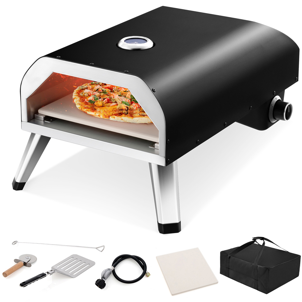 Costway Black Stainless Steel Pizza Maker Image 1