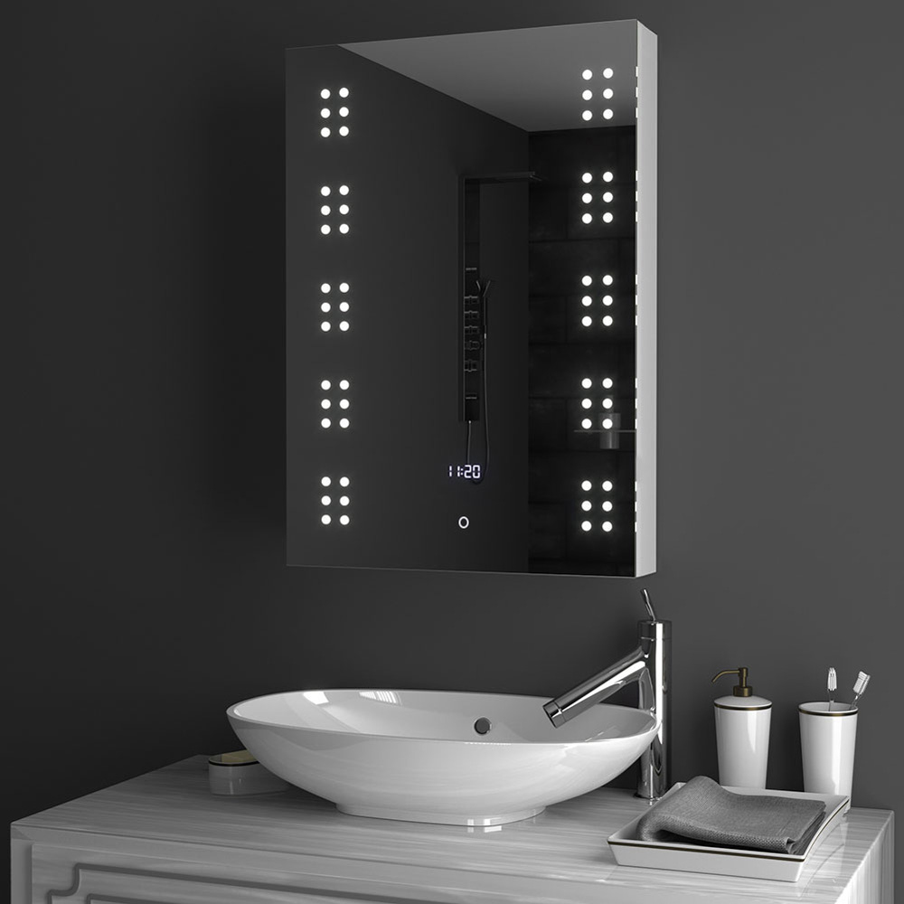 Living and Home White LED Mirror Bathroom Cabinet with Sensor Switch Image 6