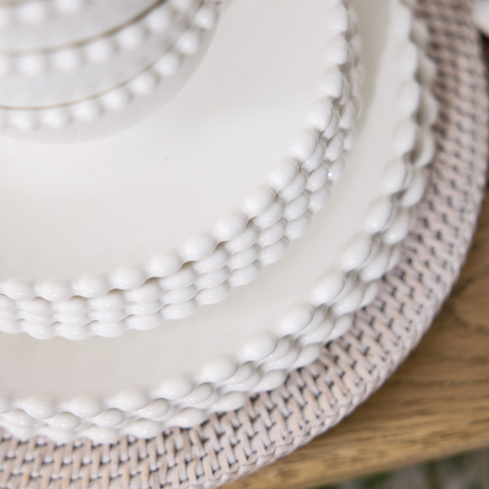 Dibor Beaded White 4 Piece Dinner Plate Set Image 4
