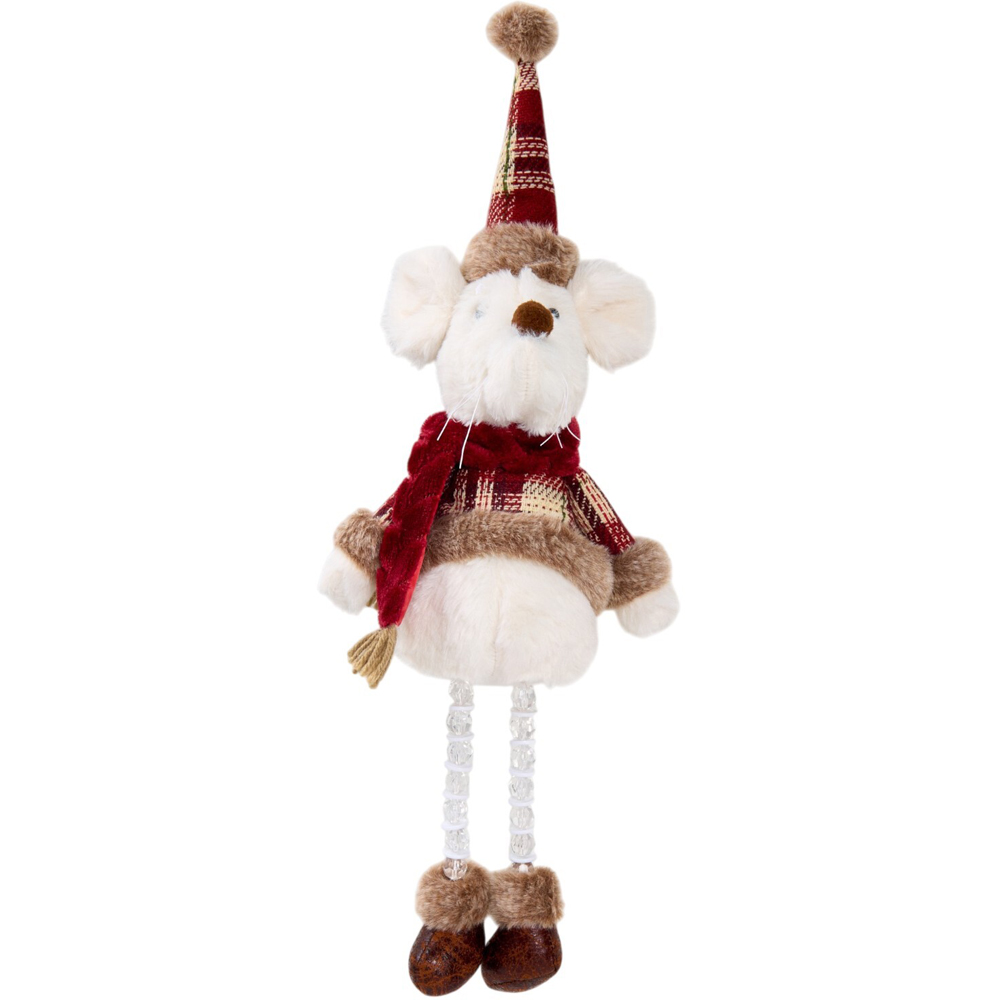 Shelf Sitting Plaid Winter Mouse Decoration Image 2