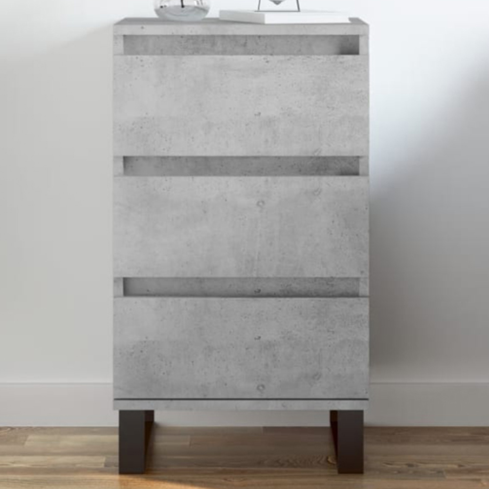 vidaXL 3 Drawer Concrete Grey Wooden Sideboard Image 1