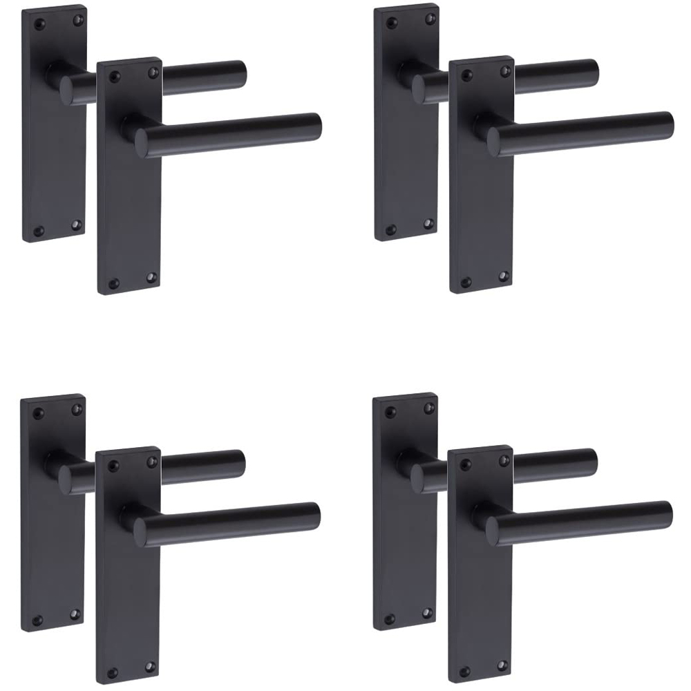 Golden Grace Matt Black T-Bar Lever Backplate Door Handles Set 150 x 40mm 4 Pack Image 1
