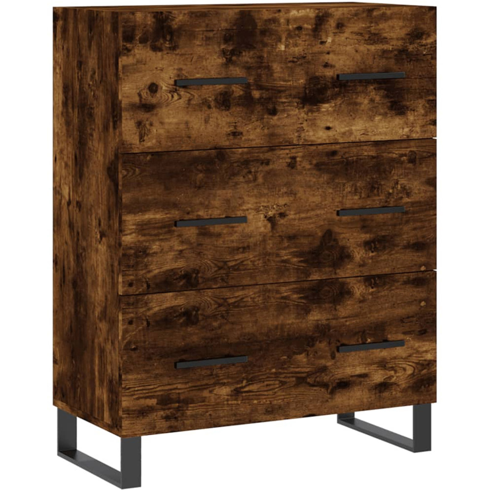 vidaXL 3 Drawer Smoked Oak Sideboard Image 2