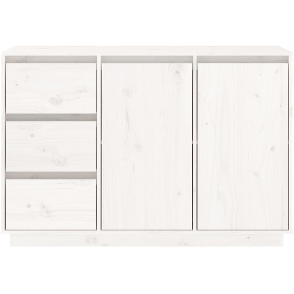 vidaXL 2 Door 3 Drawer White Solid Pine Wood Sideboard Image 4