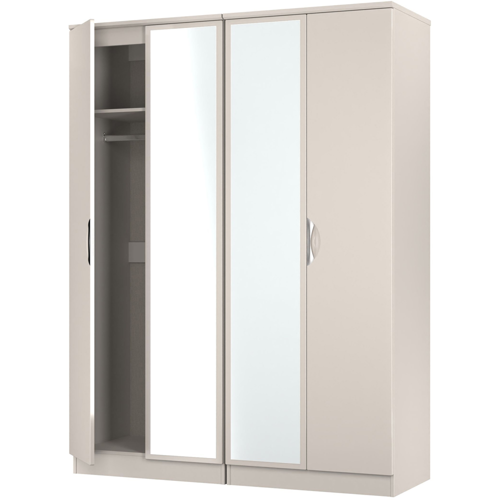 Crowndale Camden 4 Door Kashmir Gloss Mirror Wardrobe Ready Assembled Image 5