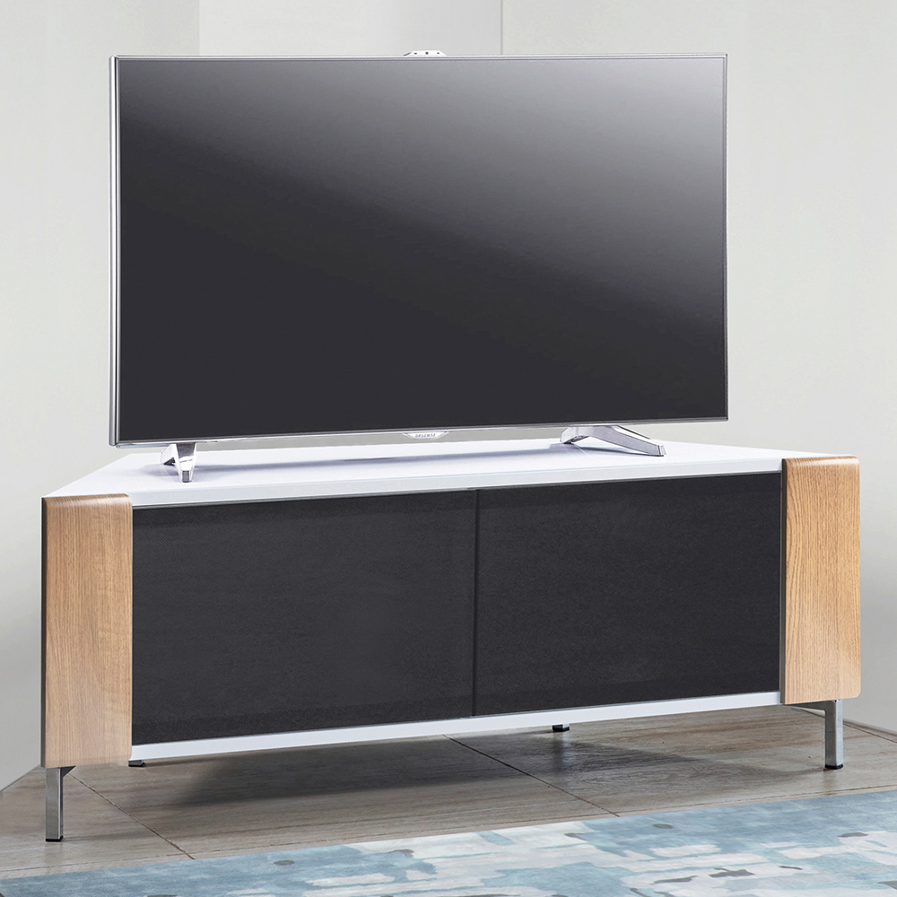 MDA Designs Corvus 2 Door White and Oak TV Cabinet Image 1