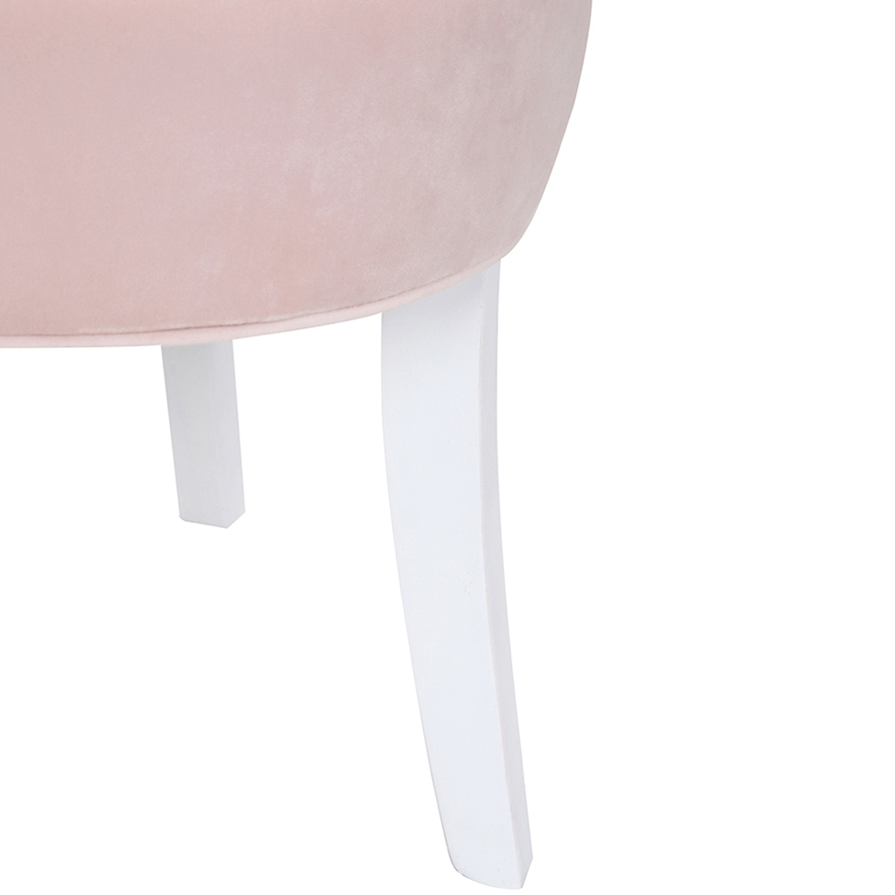 Living and Home Light Pink Chenille Button Tufted Dressing Table Stool Image 3