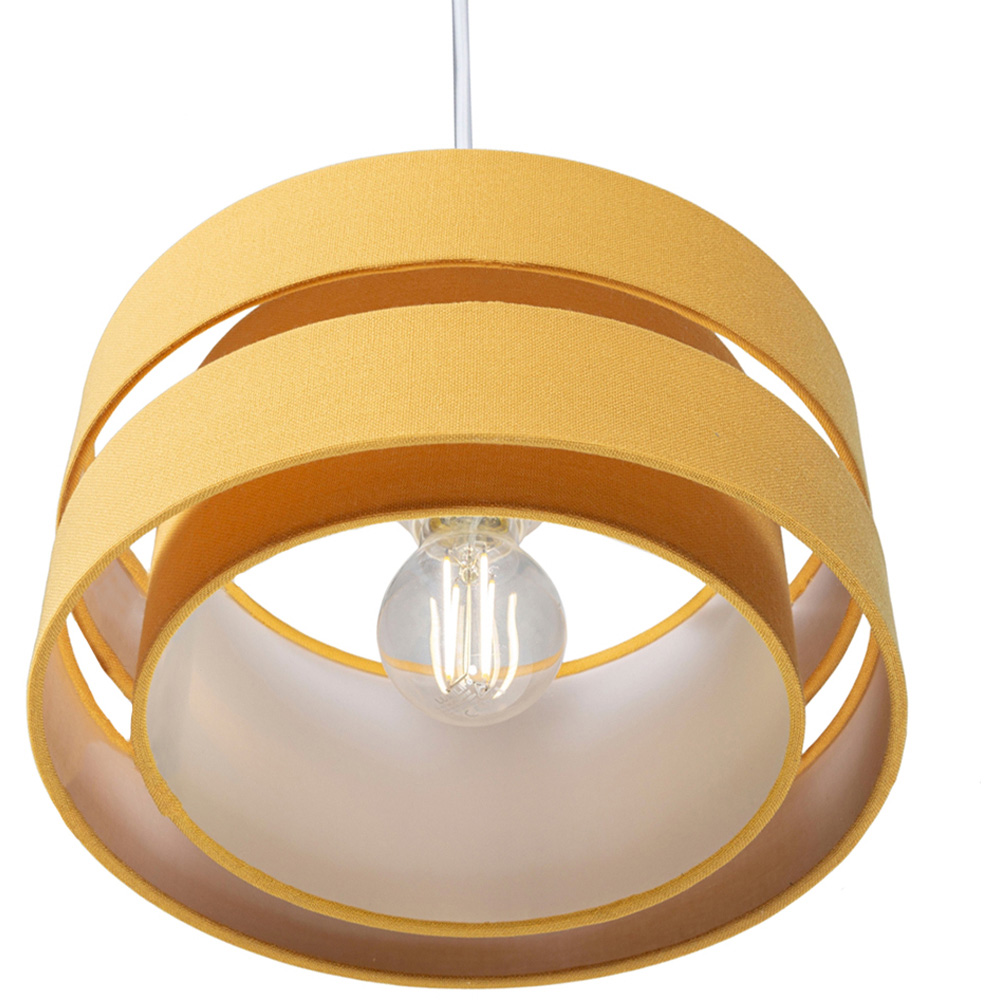 Happy Homewares 3 Tier Ochre Linen Fabric Ceiling Pendant Shade Image 5