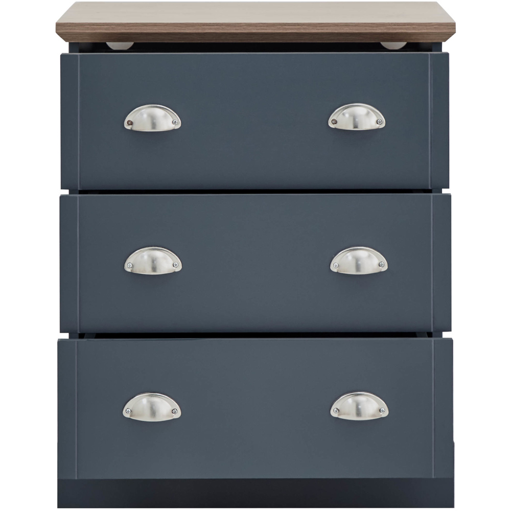 GFW Kendal 3 Drawer Slate Blue Chest of Drawers Image 3