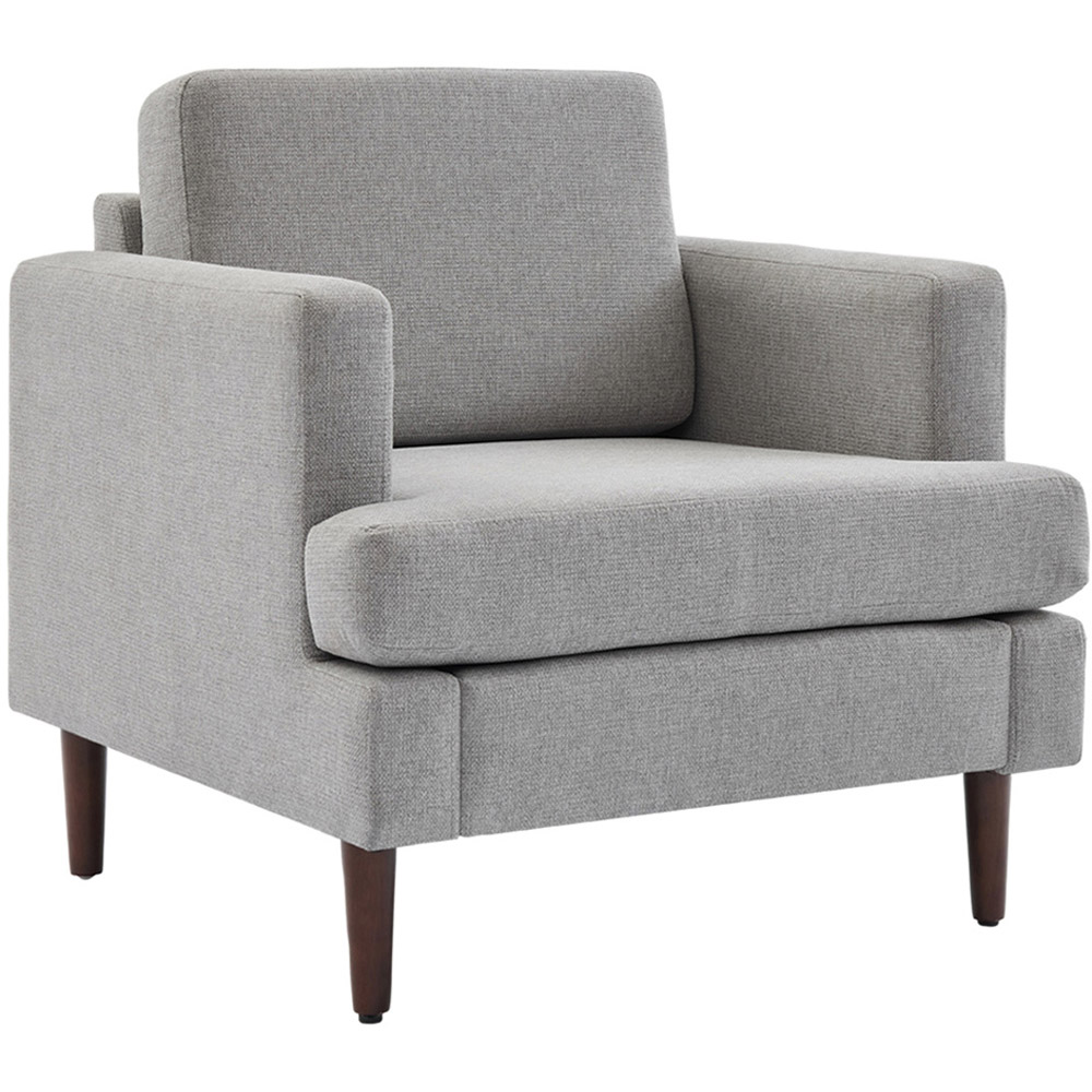 Living and Home Light Grey Linen Mid-Century Armchair Image 2