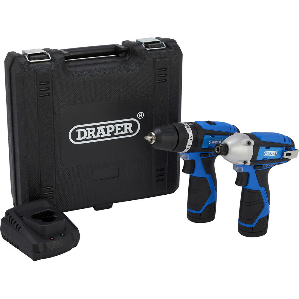 Draper 12V 2 x 1.5Ah Lithium-Ion Combi Drill and Impact Driver with Charger Image 1