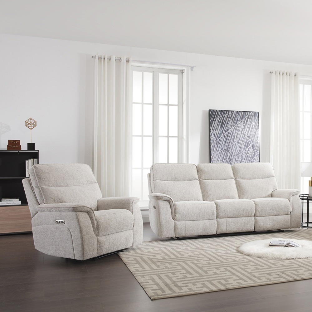 Lenox Beige Power Recliner Chair Image 4