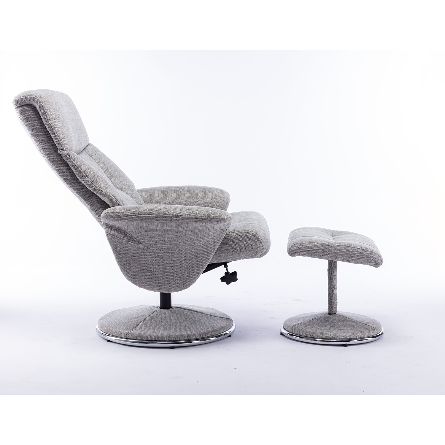 Madrid Grey Fabric Swivel TV Chair with Footrest Image 3