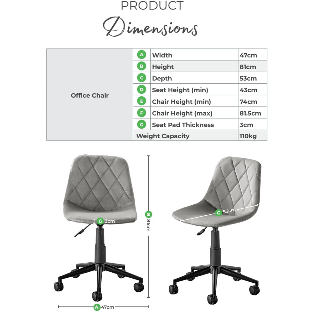 Furniturebox Theresa Brown Velvet and Silver Office Chair Image 8