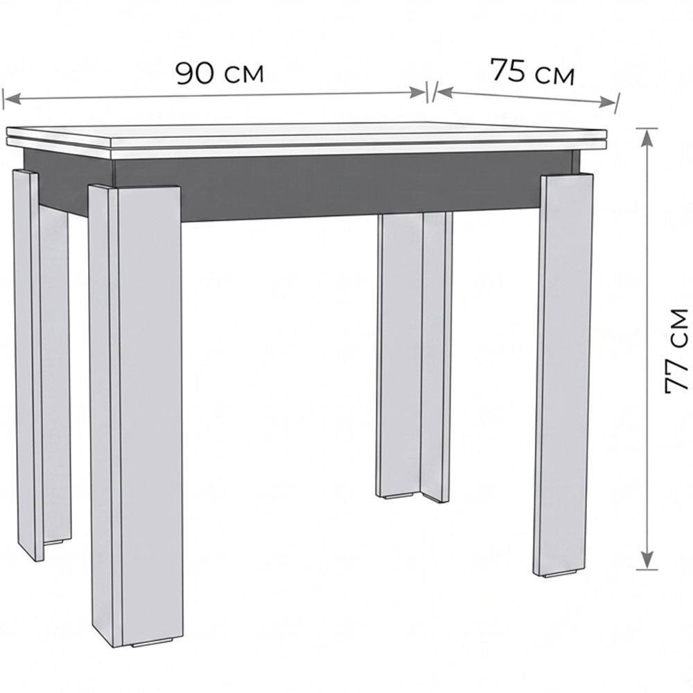 Shefa Line Family 6 Seater Anthracite 90-150cm Extendable Dining Table Image 6