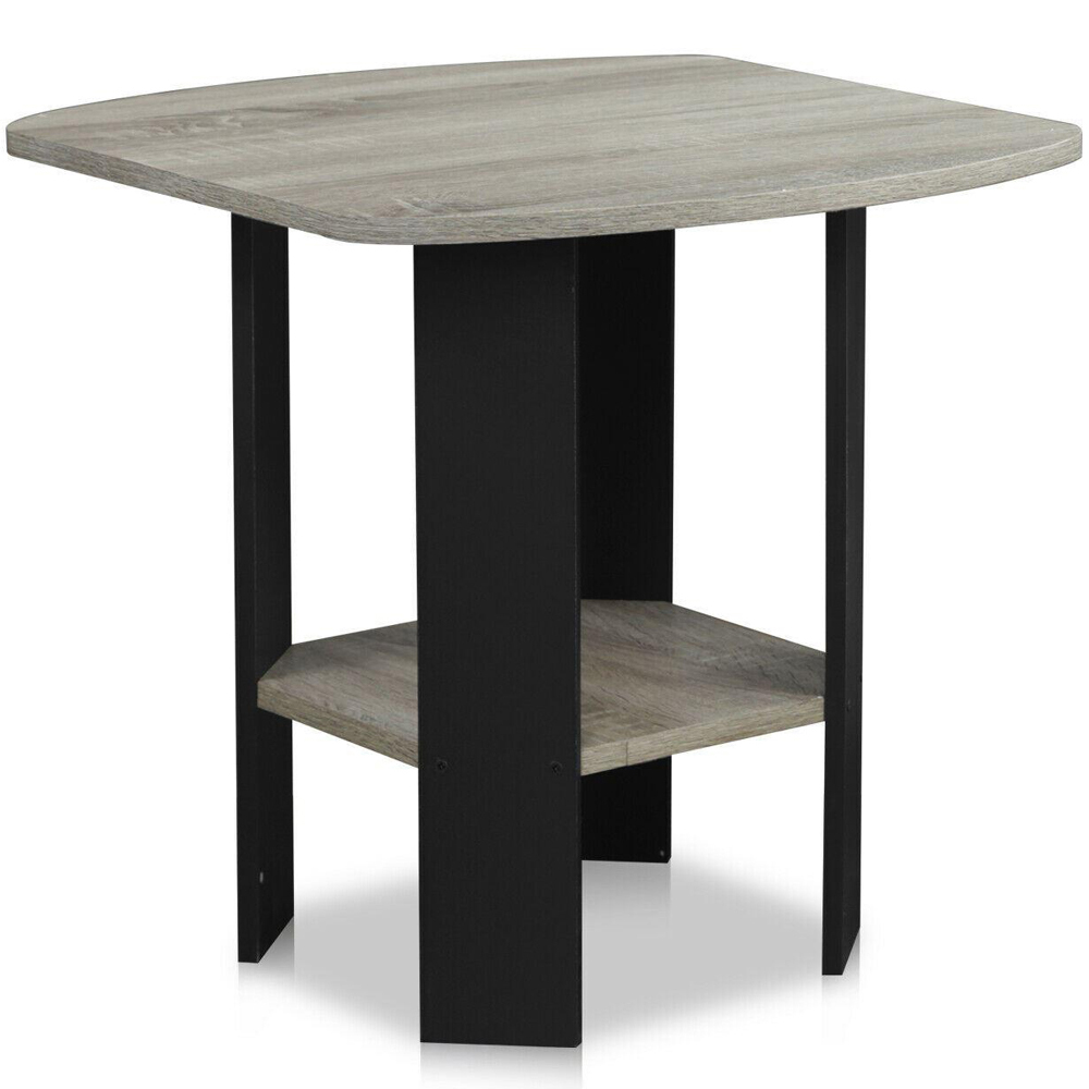 Walplus French Oak Grey and Black Simple Design Side Table Image 2
