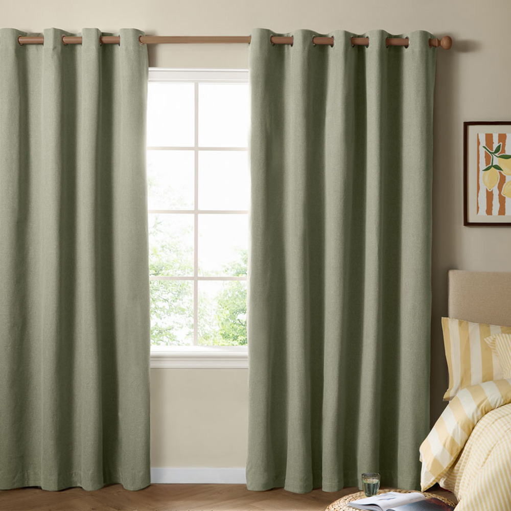 Furn The Ultimate Sage Textured Woven Blackout Eyelet Curtains 229 x 229cm Image 1