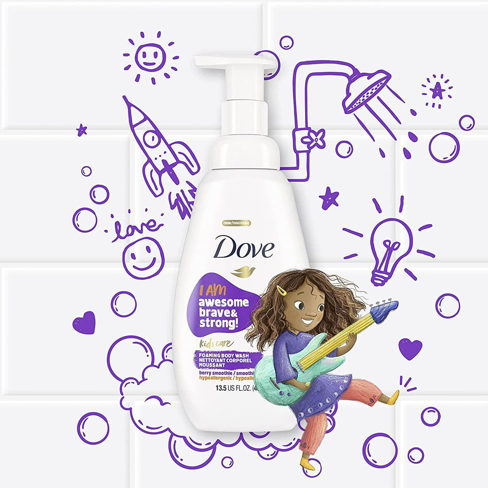 Dove Kids Care Berry Smoothie Hypoallergenic Foaming Body Wash 400ml 8 Pack Image 5