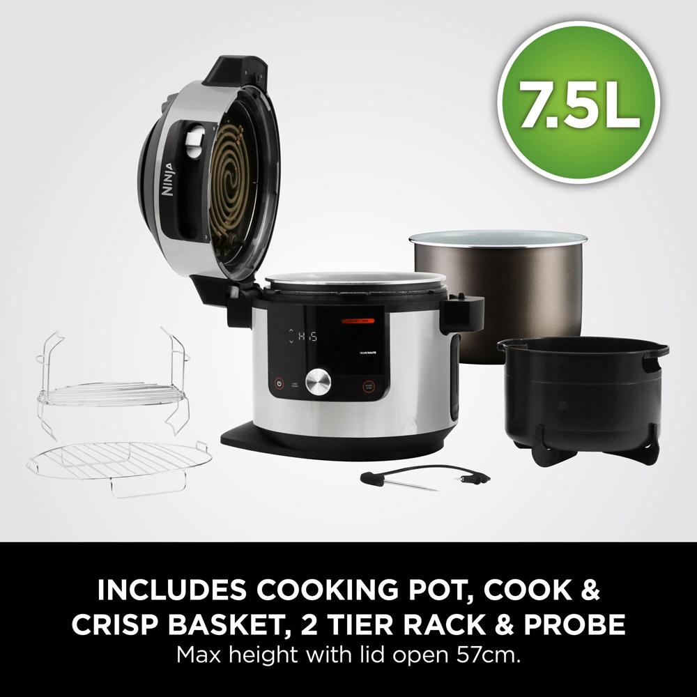 Ninja Foodi MAX OL750UK 15-in-1 Silver and Black SmartLid Multi Cooker with Smart Cook System 7.5L Image 5